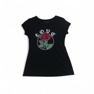 Black Wound Up (kids) LOVE rose graphic tee Medium
